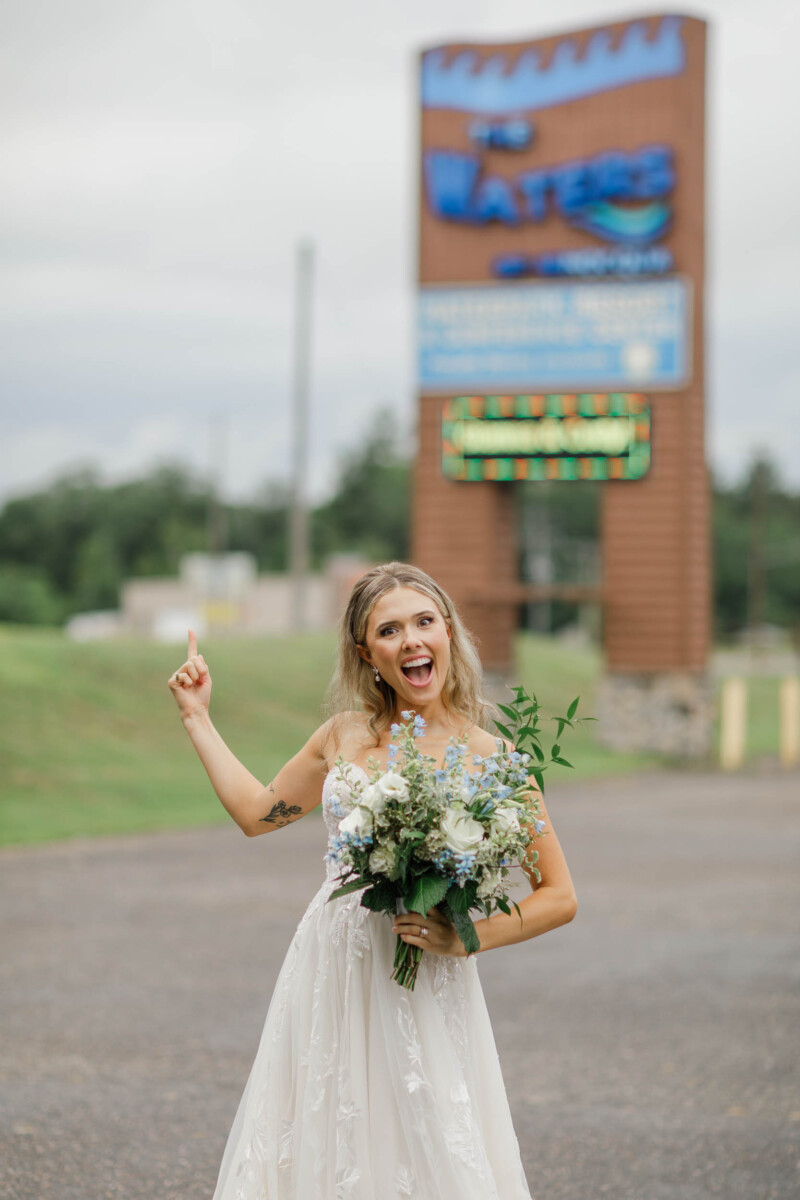 Water's Waterpark sign with bright colors and logo.