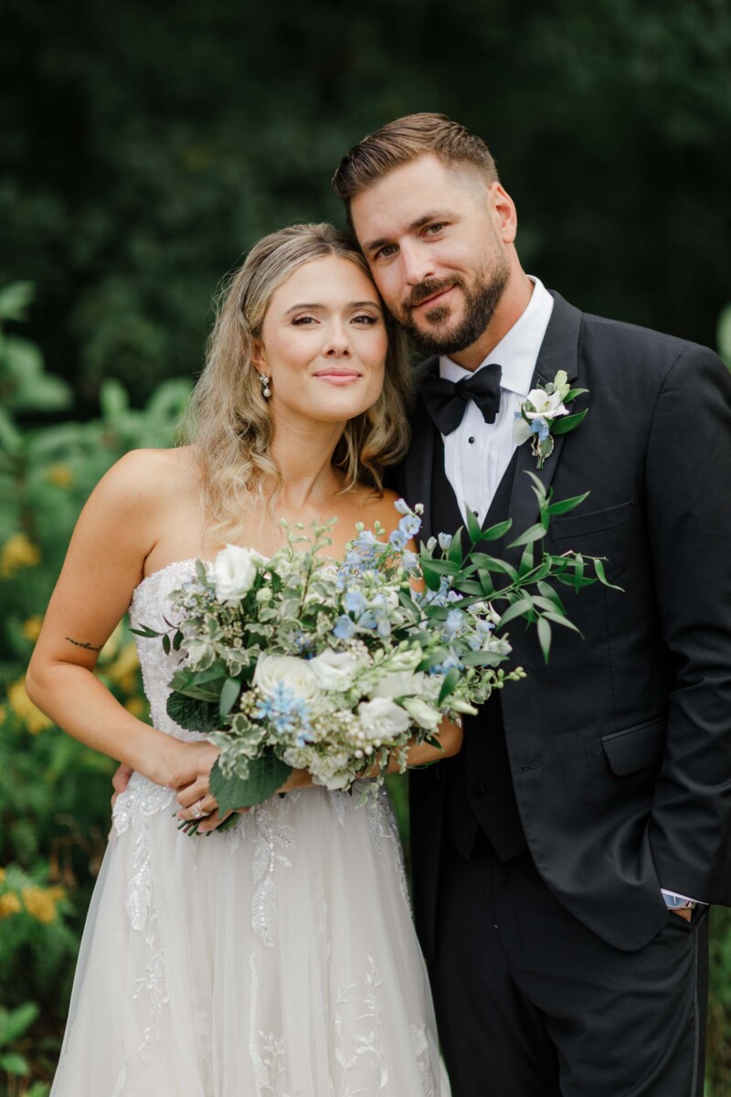 Elegant wedding portrait of Gianna & Cody at a lakeside cabin near Minocqua, WI.