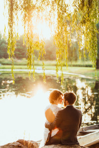 sunset bride and groom photos