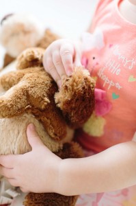 little girl with teddy bear photo