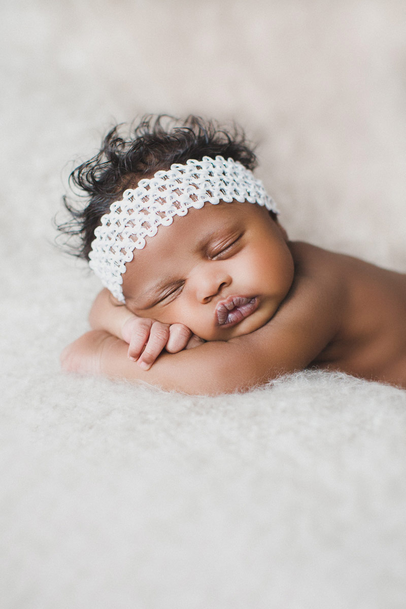 African American Newborn sleeping baby photo