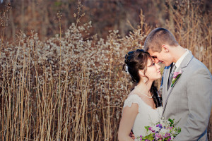 fall intimate bride and groom