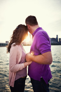 Sunset on Lake Michigan Chicago Engagement Photographer