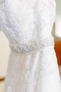 vintage style wedding dress with beading photo