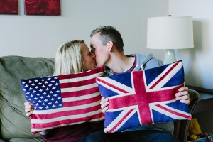 British Flag vs. American Flag engagement photos