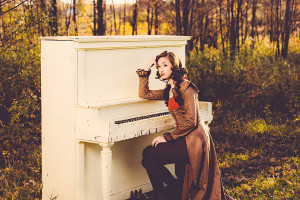 Senior Photos with piano at sunset james stokes colby high school senior