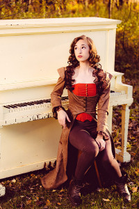 Senior Photos with piano at sunset james stokes colby high school senior