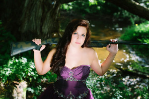 Hunting Senior Photo with Prom dress