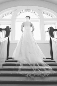 WI bride by window