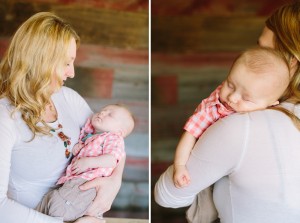 Sleeping baby barn wood back drop photo