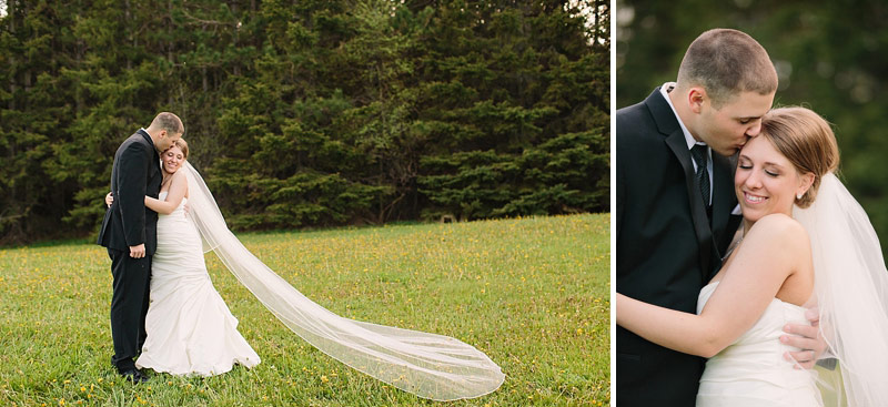 bride with long vail at wedding