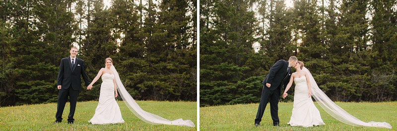 bride with long vail at wedding