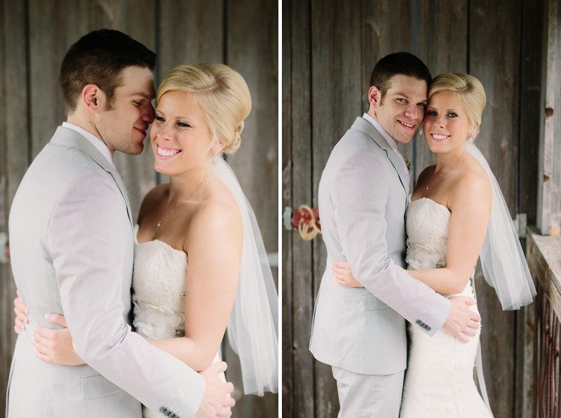 bride and groom at enchanted barn wedding