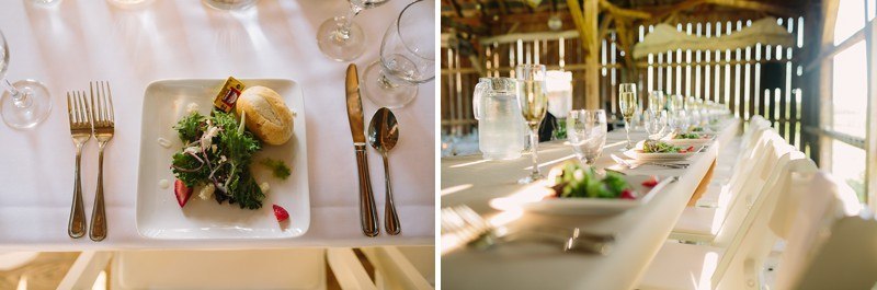 table decorations at wisconsin barn wedding 