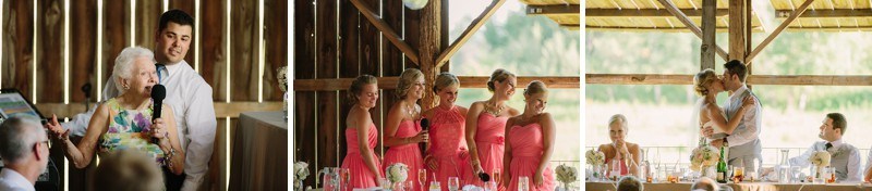 fun bridal party singing at wedding 