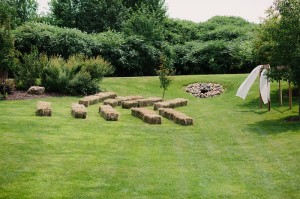 outdoor wedding ceremony on hay bales