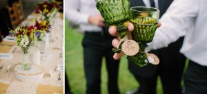 vintage style map decorations at wedding