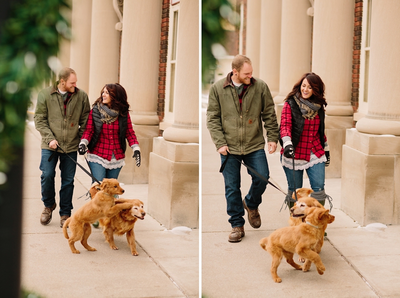 Winter Stylized Christmas Tree Cutting Shoot with dogs in the snow photos taken in Northern Wisconsin by James Stokes Photography