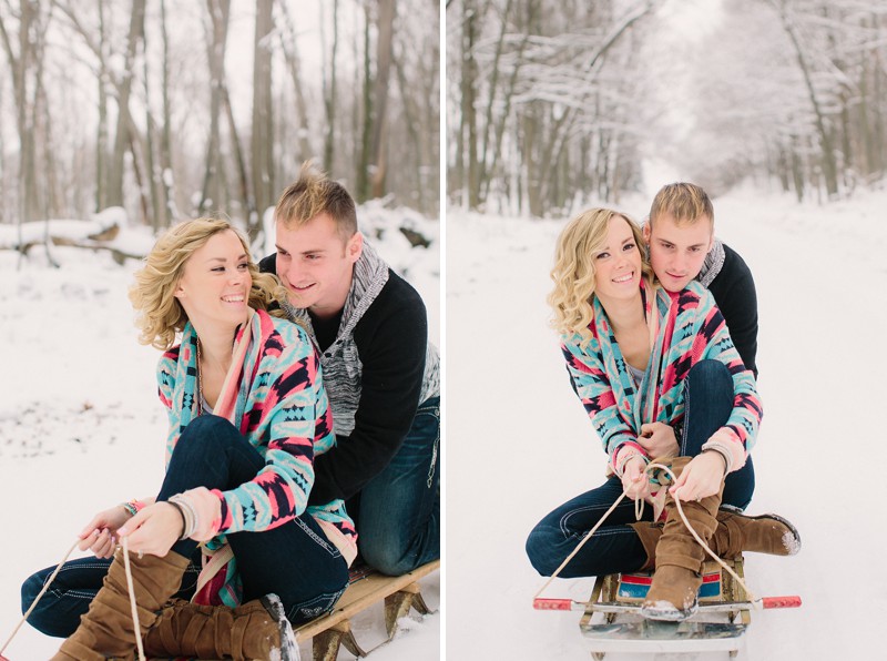 sledding engagement photos