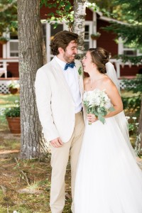 Blue tux on handsome groom