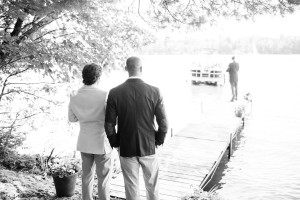 Cabin wedding in woods