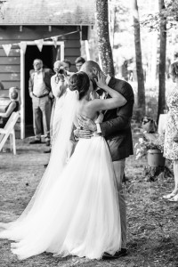 Cabin wedding in woods