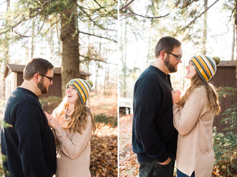 green bay packer hat lifestyle shoot in woods