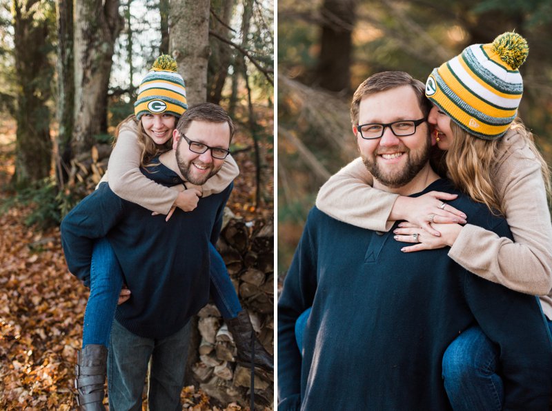 green bay packer hat lifestyle shoot in woods