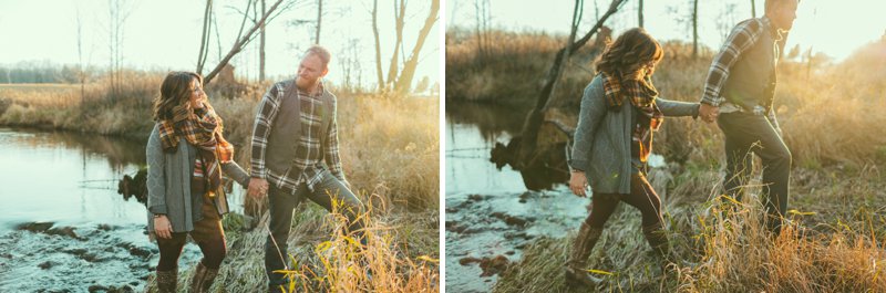 Fall Couple Photos in woods with dogs and campfire