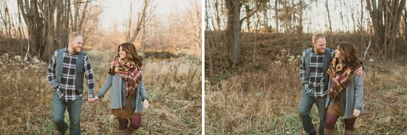 Fall Couple Photos in woods with dogs and campfire