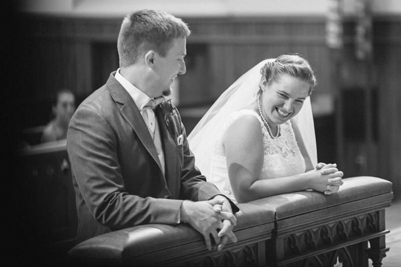 laughing at the alter wedding photo