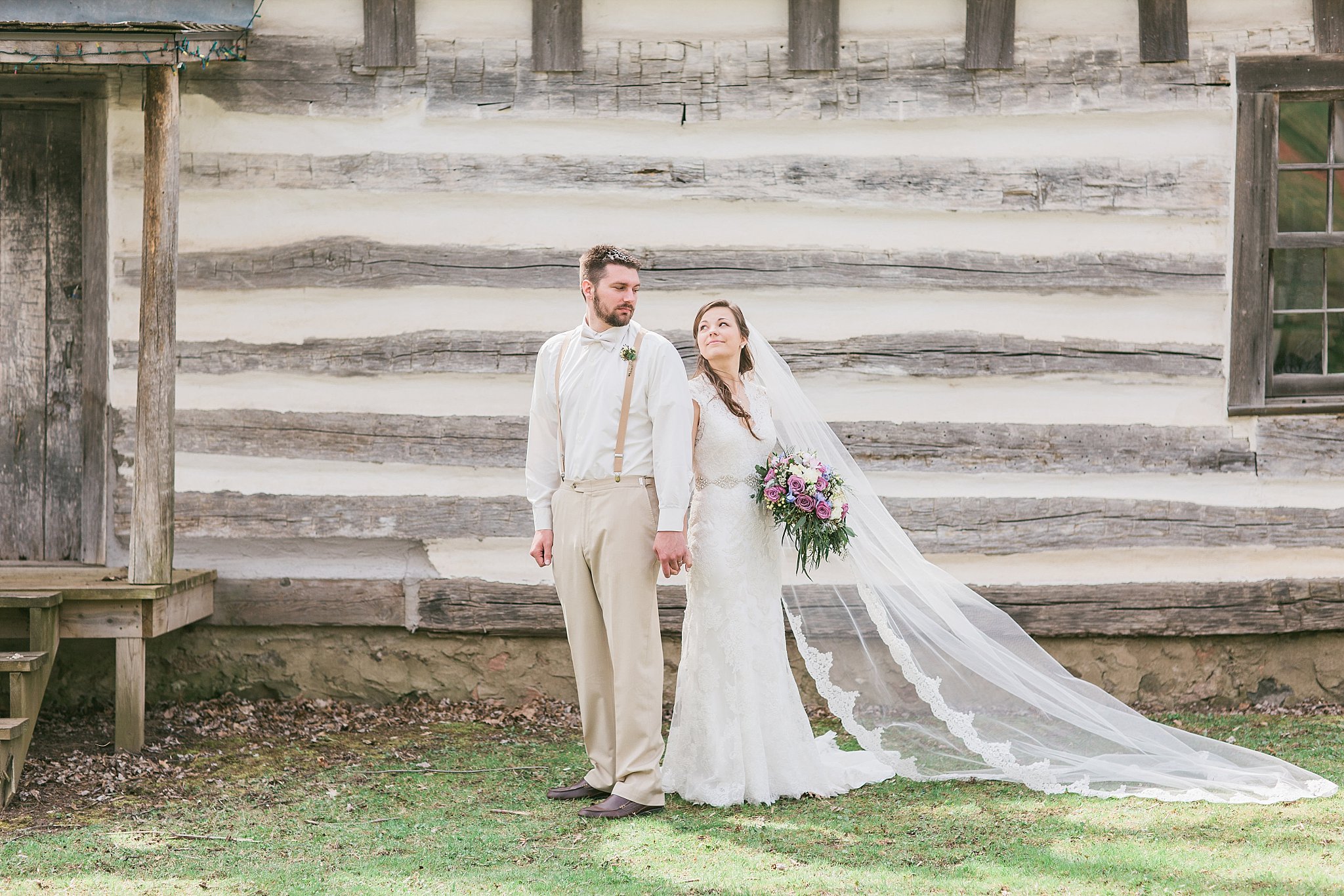 rustic backyard wedding bride and groom