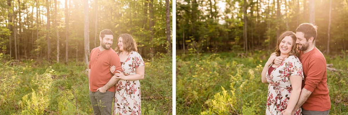 Chequamegon-Nicolet National Forest Engagment Photos of a couple holding hangs in the forest