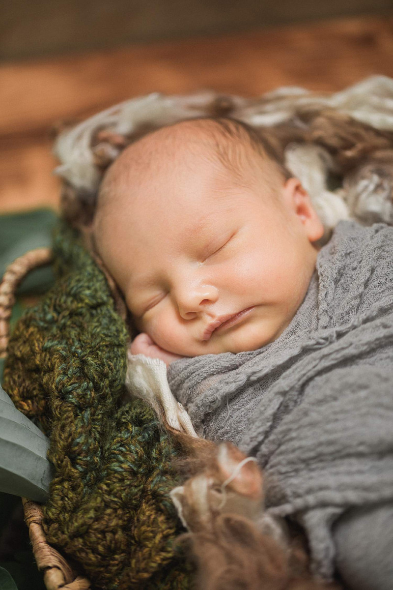 Newborn Baby in Basket 