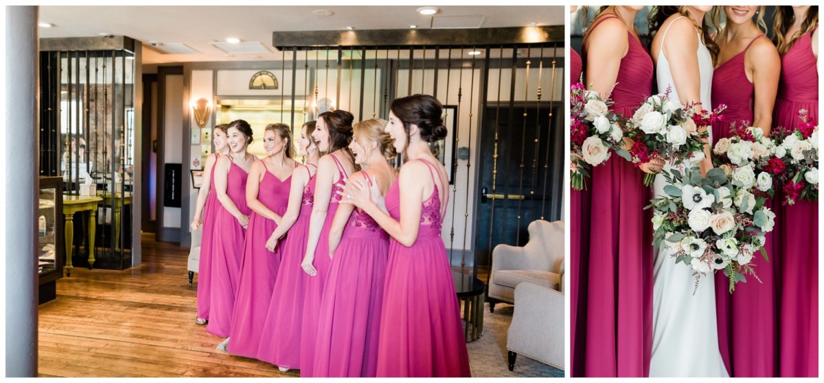 bridemaids wearing pinkish purple dress wisconsin