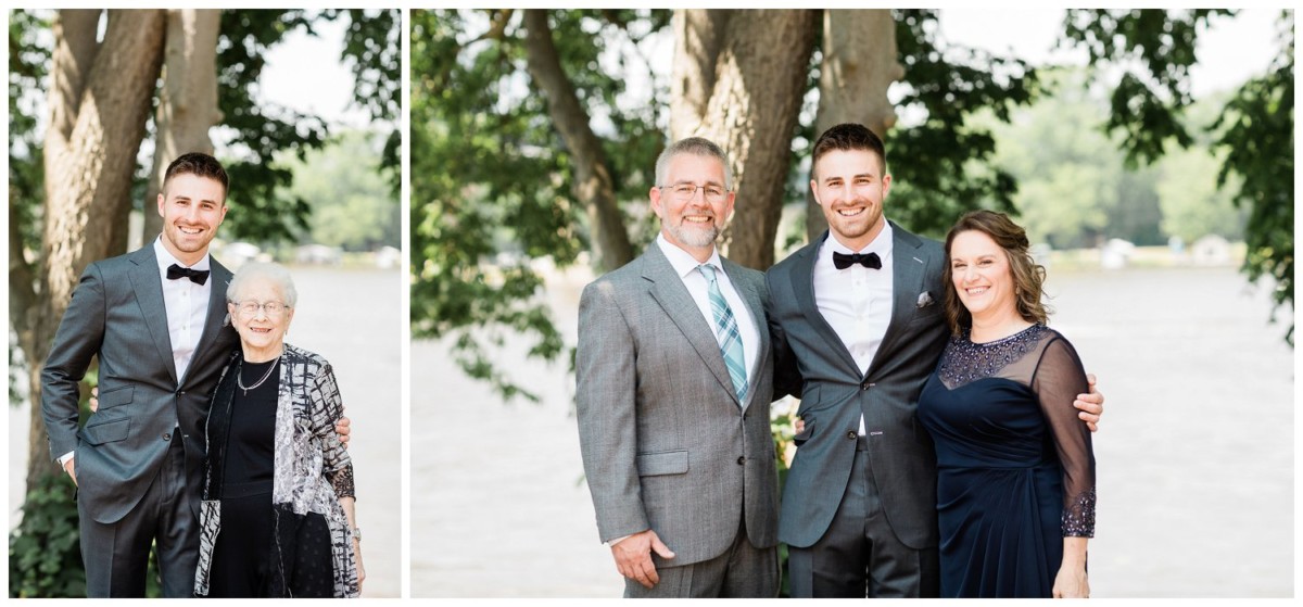 groom with family photo