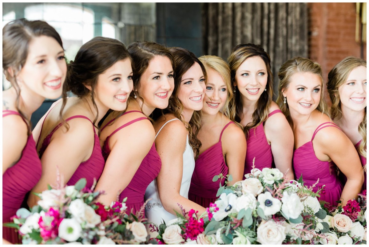 bride with the bridesmaids