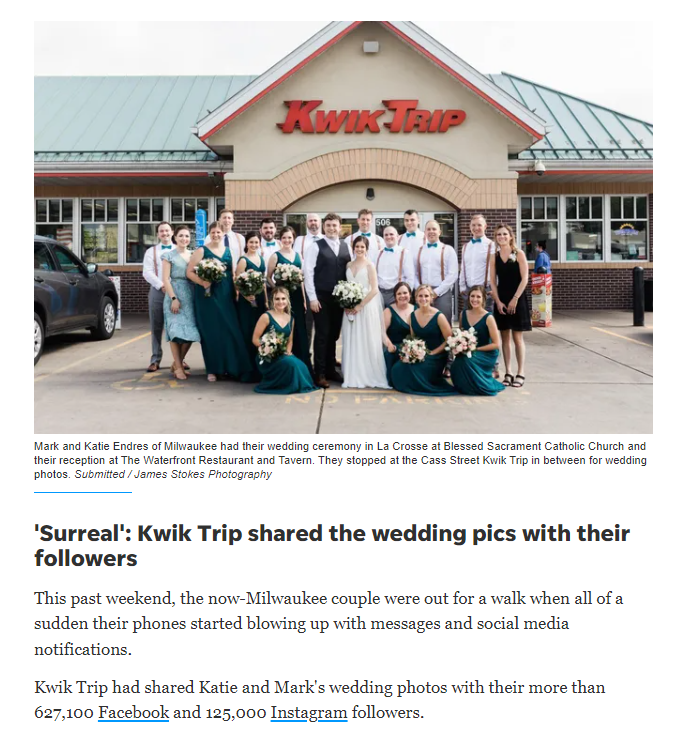 Kwik Trip Wisconsin Wedding