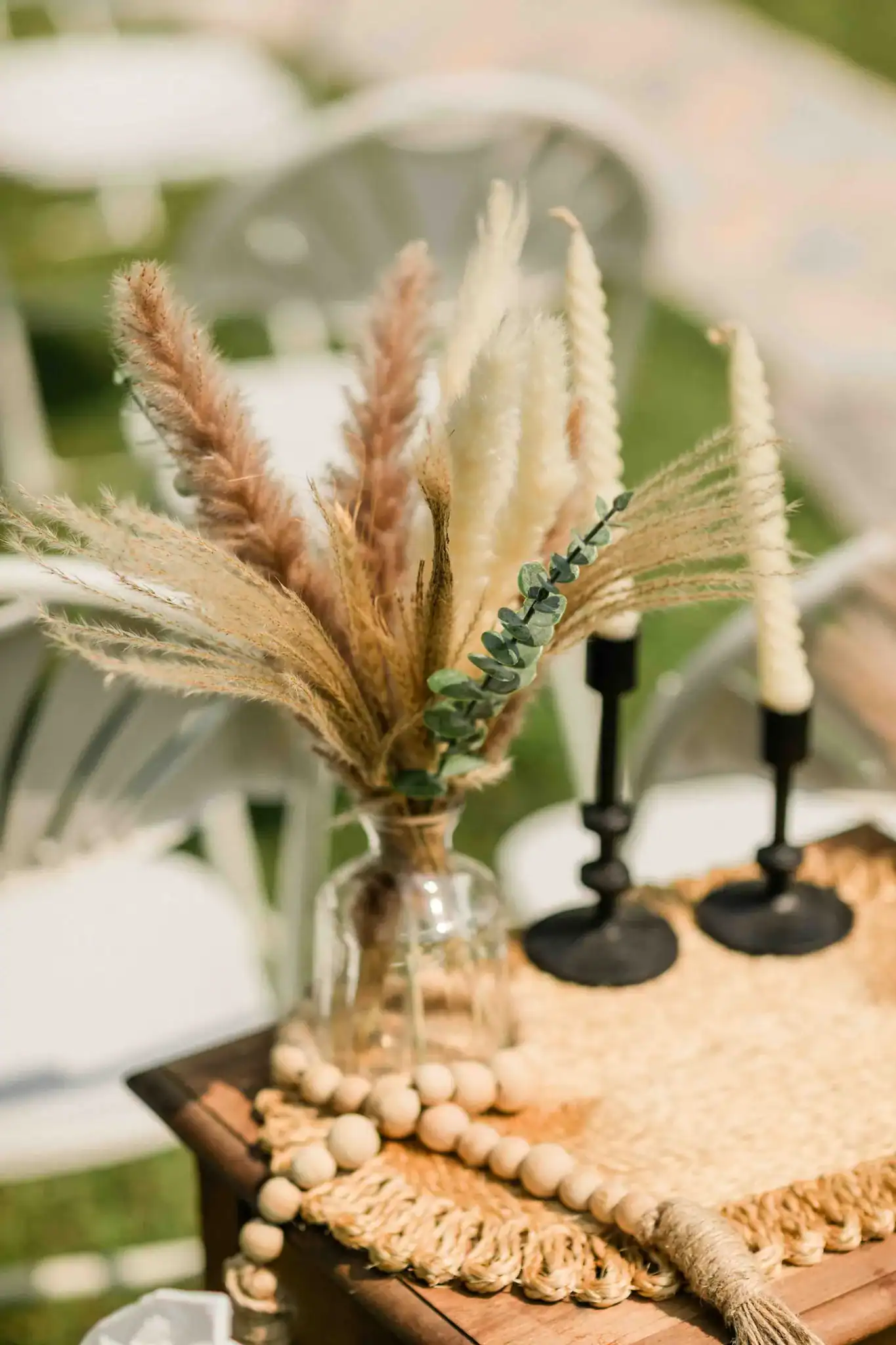 Bride getting ready at intimate Wisconsin Dells backyard wedding