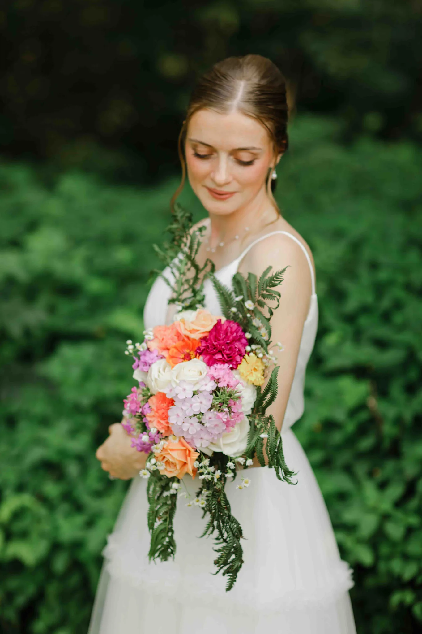 Wedding ceremony vows at intimate backyard wedding in Wisconsin Dells, WI