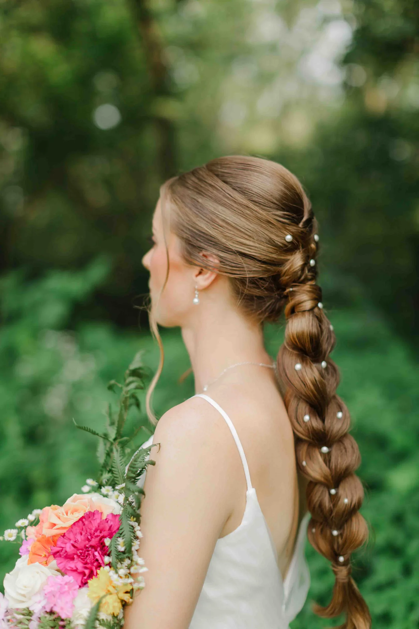 Bride and groom outdoor portrait at Wisconsin Dells backyard wedding