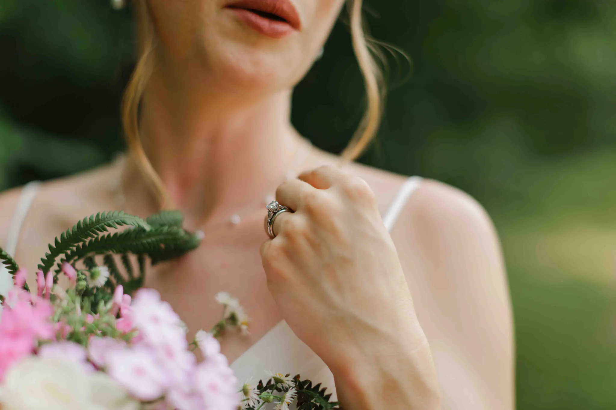 Bride and groom portrait at intimate backyard wedding in Wisconsin Dells, WI