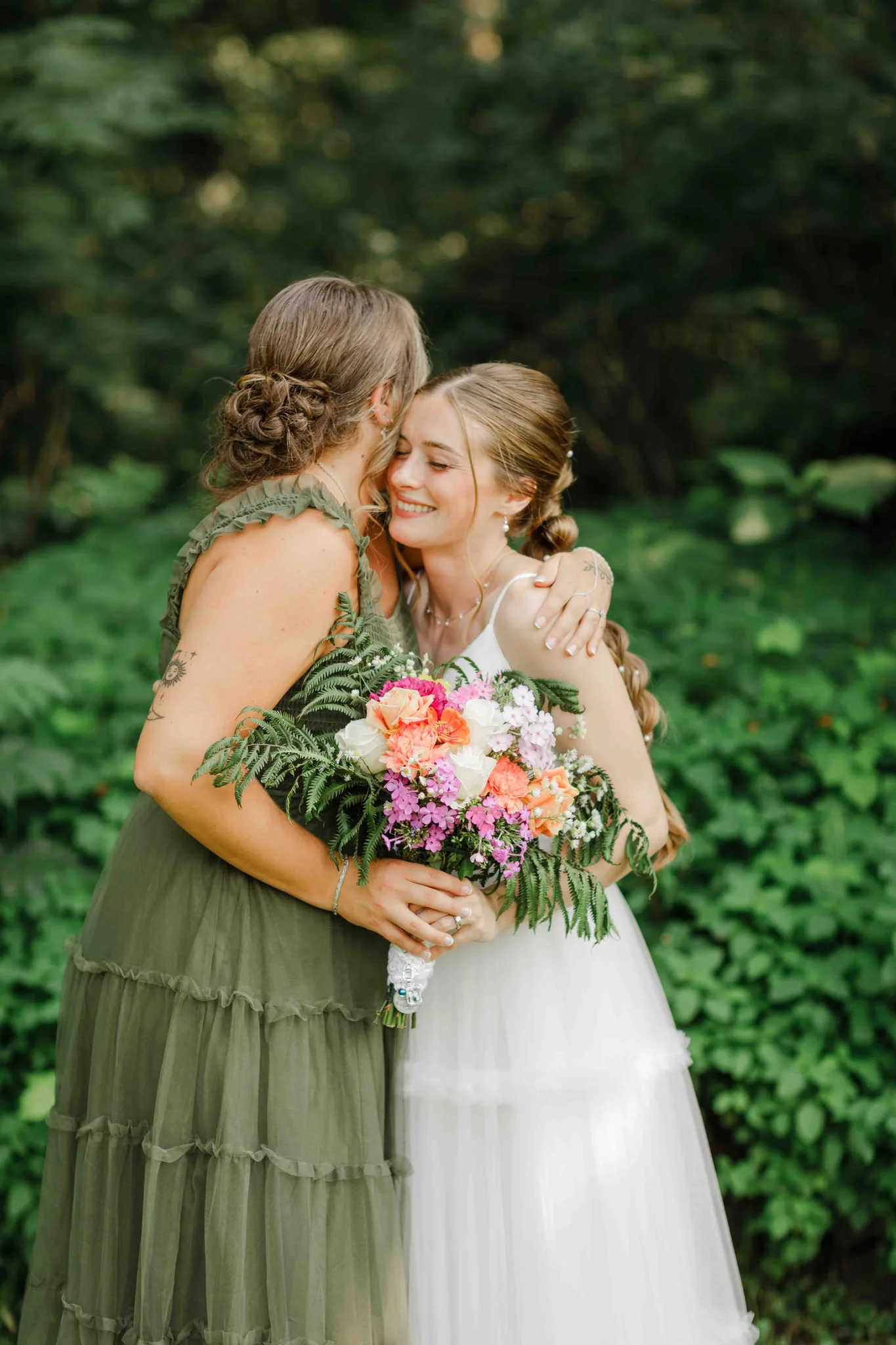 Bride and groom portrait at intimate backyard wedding in Wisconsin Dells