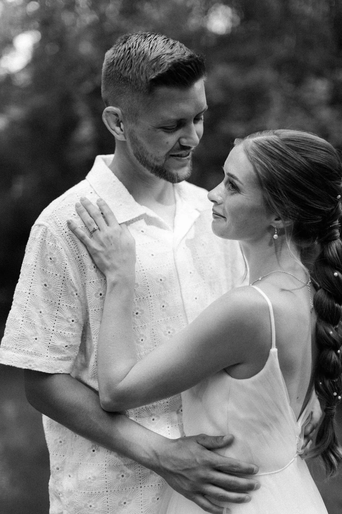 Bride and groom portrait at intimate Wisconsin Dells summer wedding