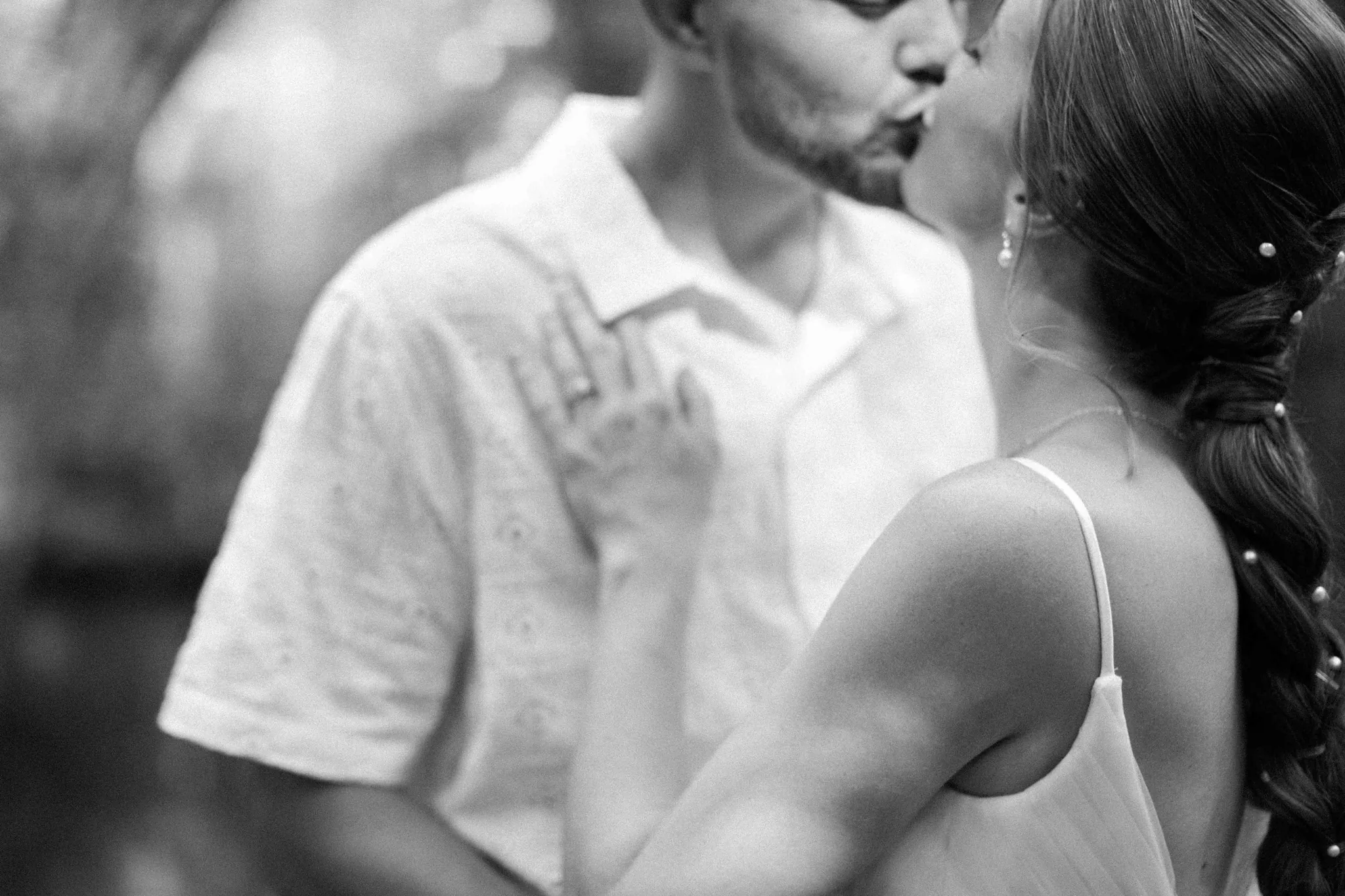 Outdoor couple portrait at intimate Wisconsin Dells backyard wedding, James Stokes Photography