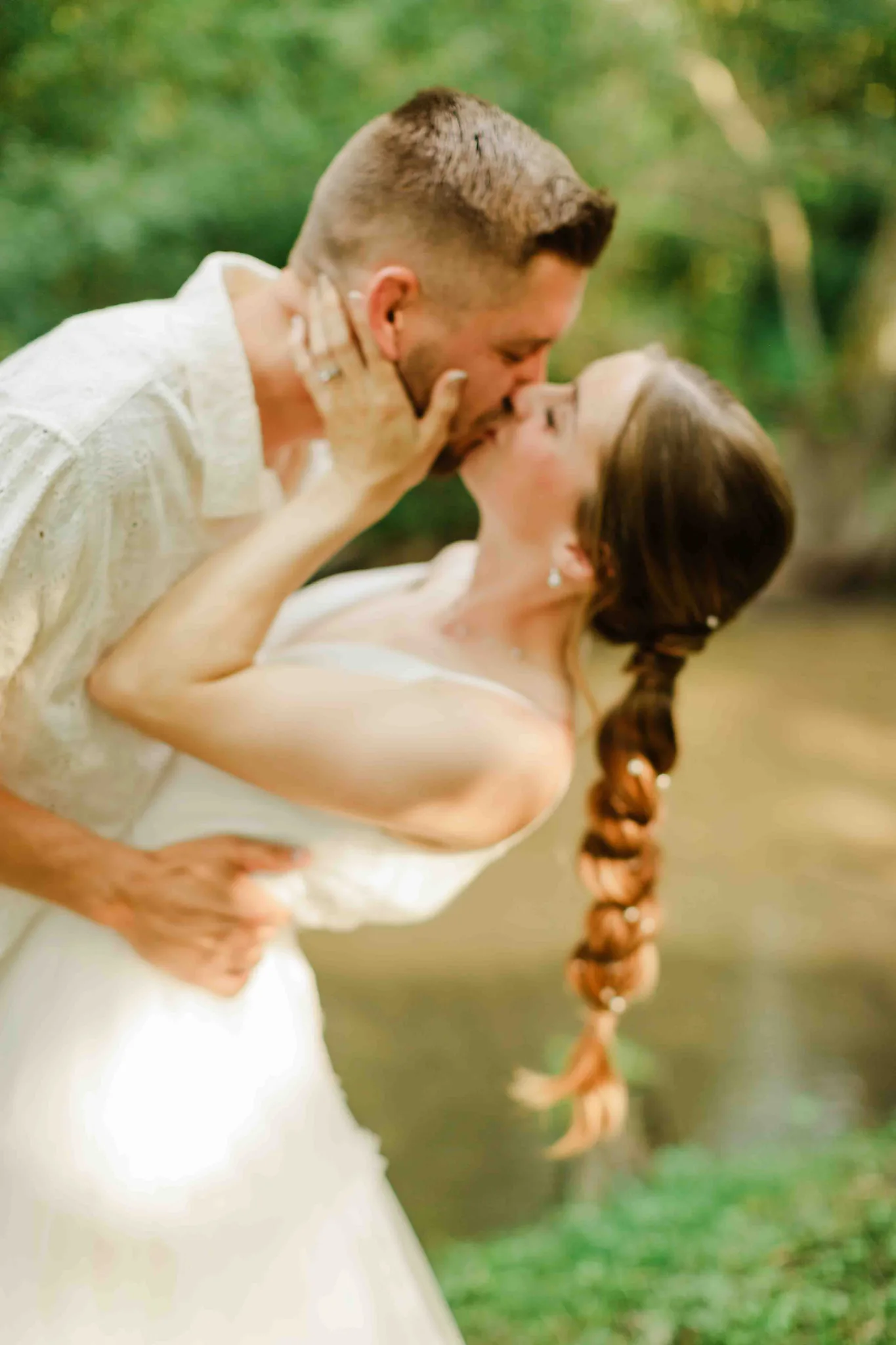 Outdoor portrait of bride and groom at intimate Wisconsin Dells wedding