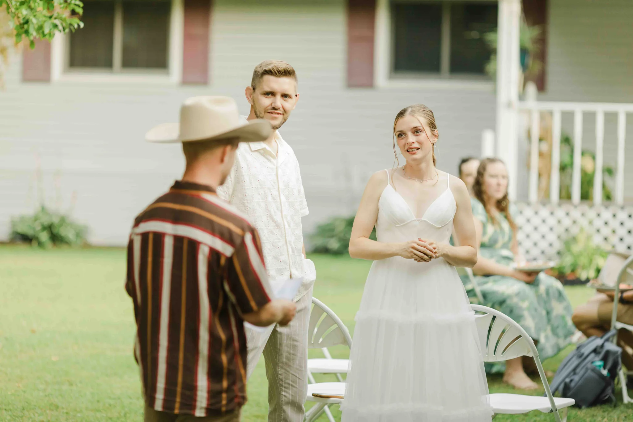 Intimate reception moment at Wisconsin Dells backyard wedding
