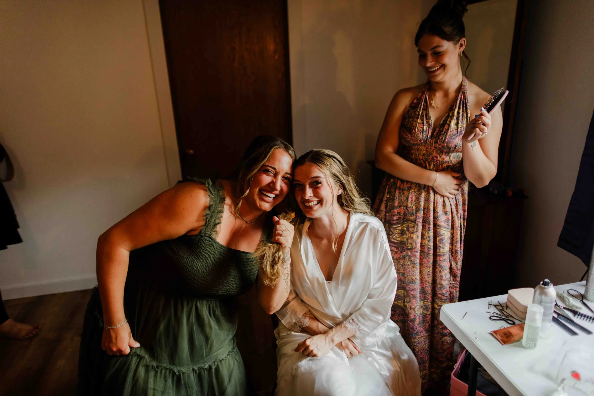 Late night reception with track team at Wisconsin Dells backyard wedding, James Stokes Photography